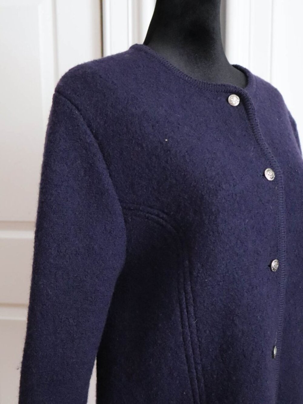 Vtg Carroll Reed 100% Boiled Wool Cardigan Jacket Sz 16/XL Indigo Blue Nordic - Picture 6 of 12